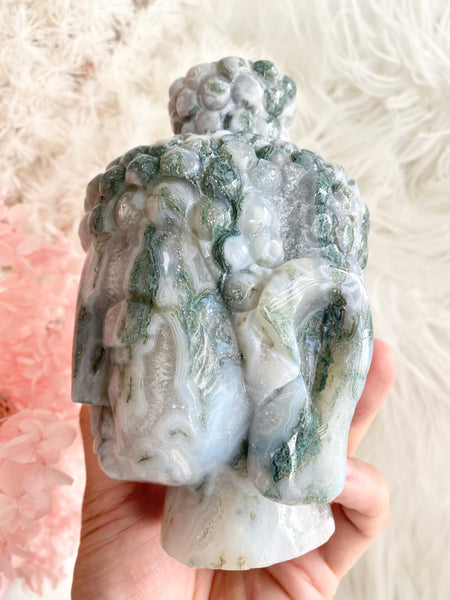Moss Agate Buddha Head #1