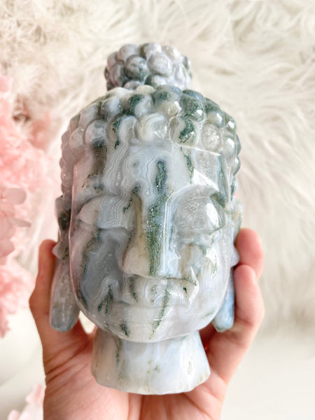 Moss Agate Buddha Head #1