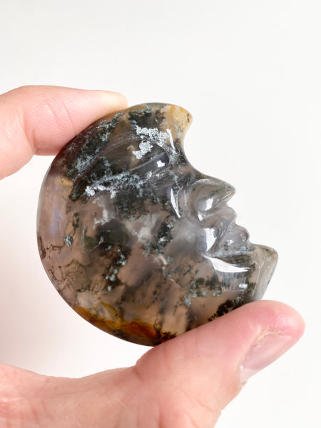 Moss Agate Moon Face #7