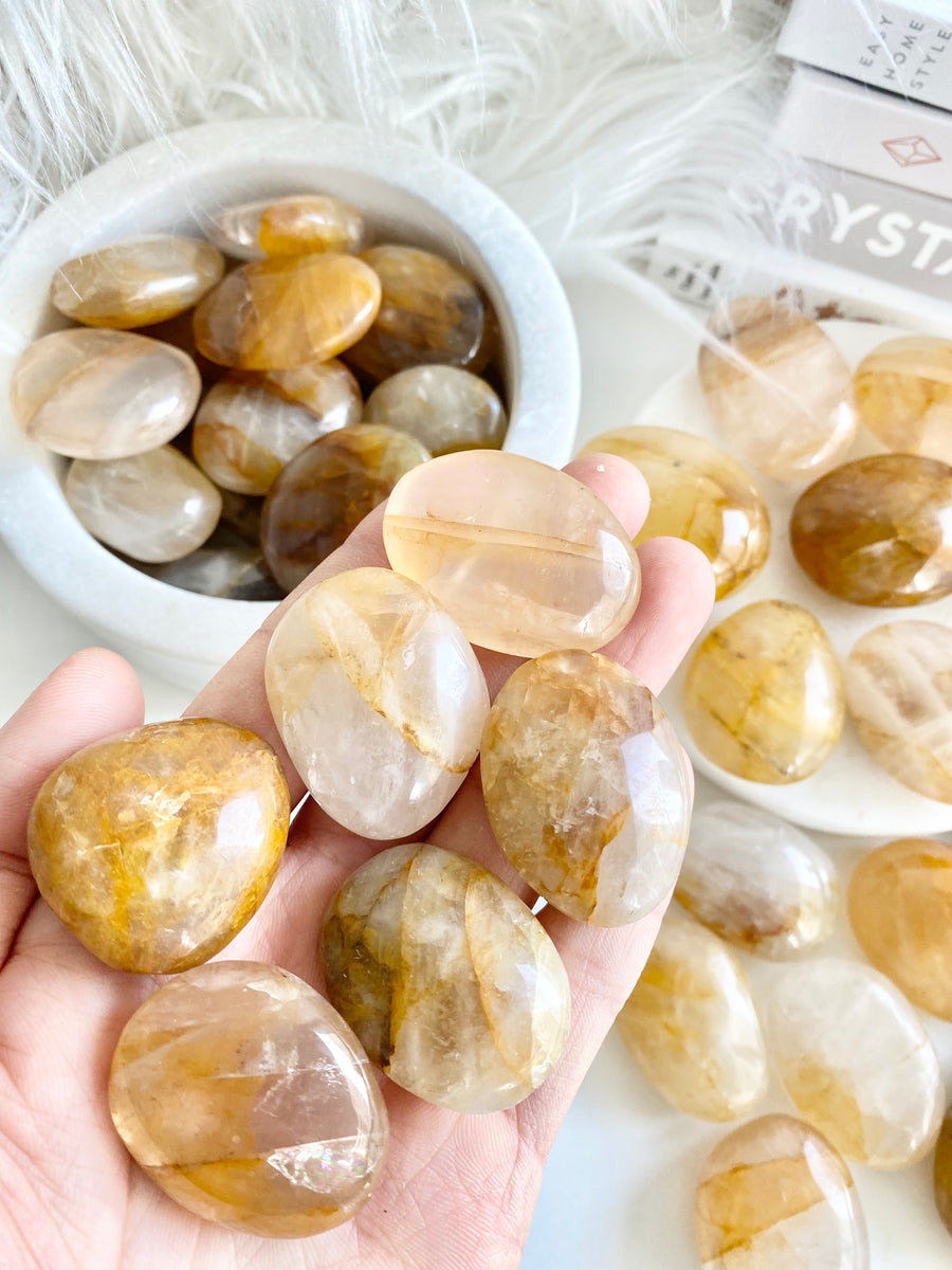 Golden Healer Quartz Palm GURU CRYSTALS