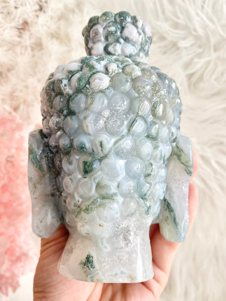 Moss Agate Buddha Head #1