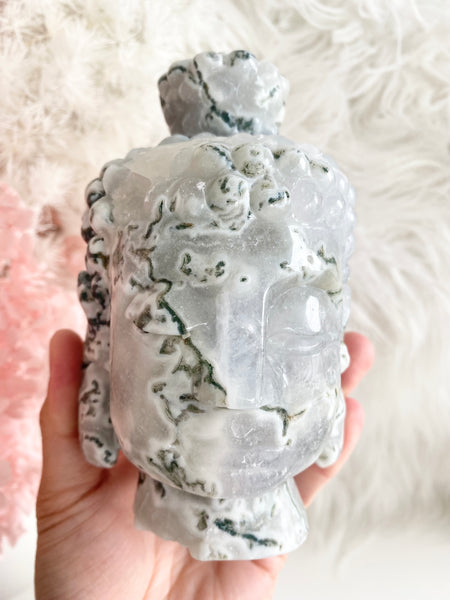 Moss Agate Buddha Head #14