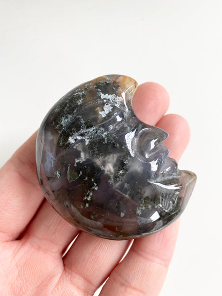 Moss Agate Moon Face #7