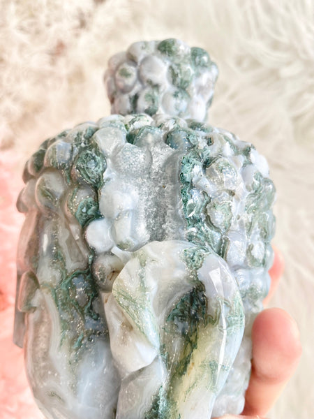 Moss Agate Buddha Head #1