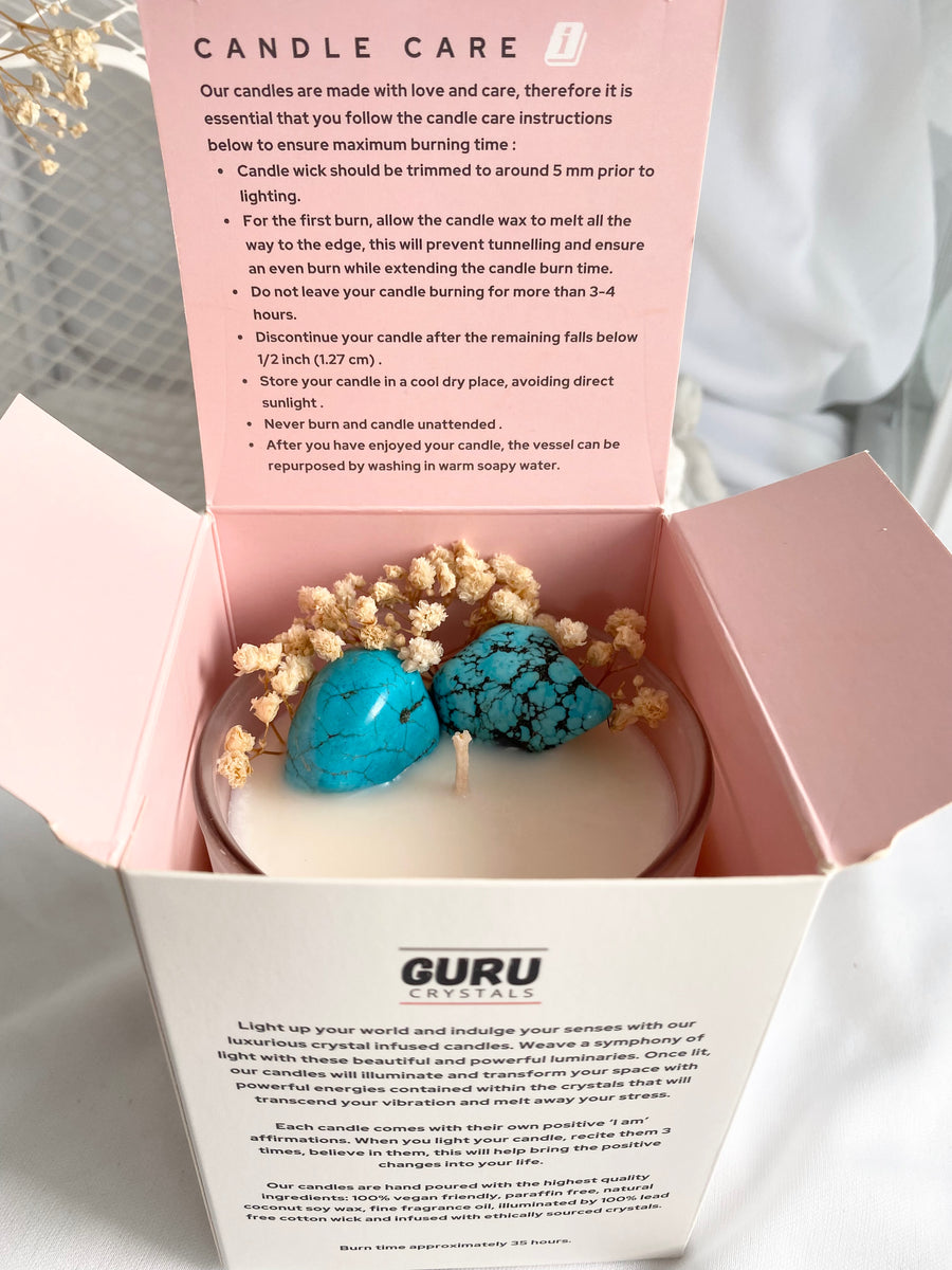 Kakadu Plum Turquoise Infused Candle GURU CRYSTALS