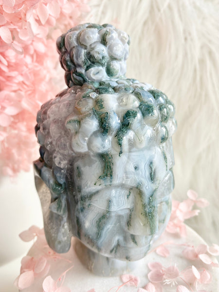 Moss Agate Buddha Head #1
