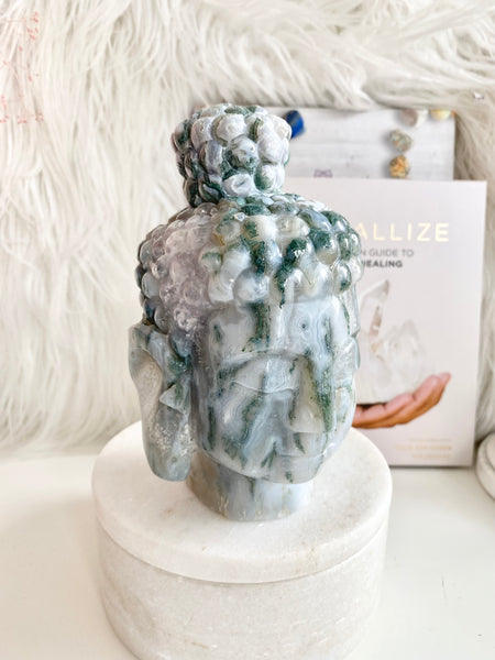 Moss Agate Buddha Head #1
