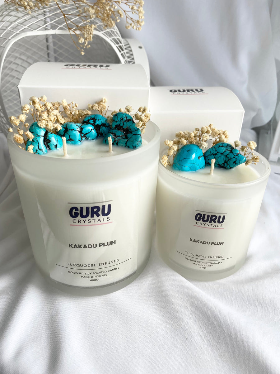 Kakadu Plum Turquoise Infused Candle GURU CRYSTALS