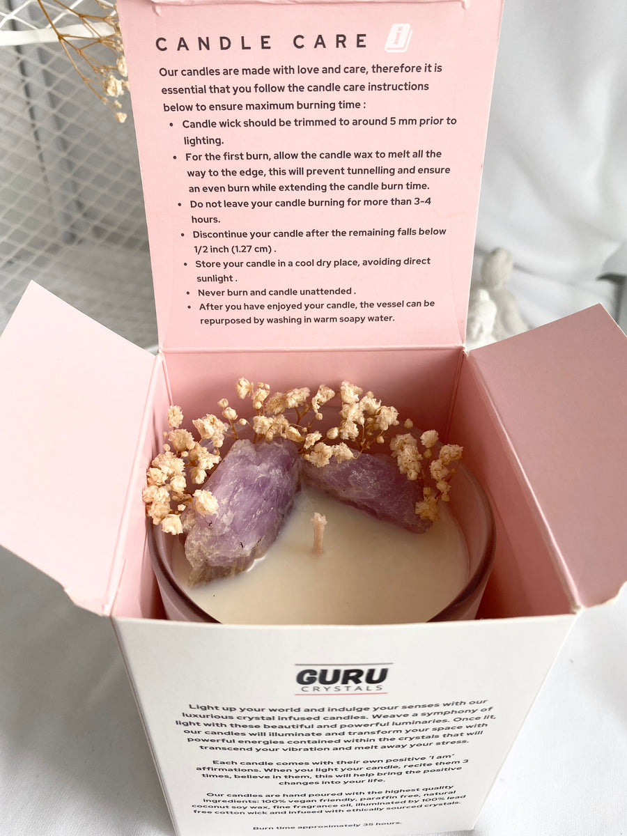 Grape Bubblegum Kunzite Infused Candle GURU CRYSTALS