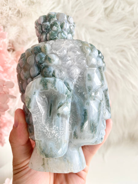 Moss Agate Buddha Head #1