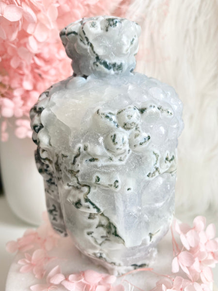 Moss Agate Buddha Head #14