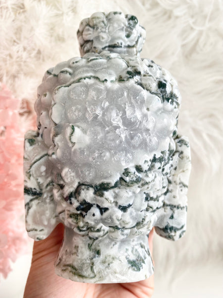Moss Agate Buddha Head #14
