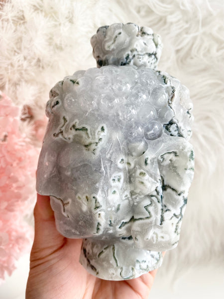Moss Agate Buddha Head #14