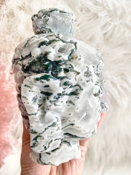 Moss Agate Buddha Head #14