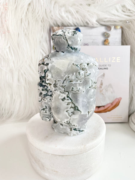 Moss Agate Buddha Head #14