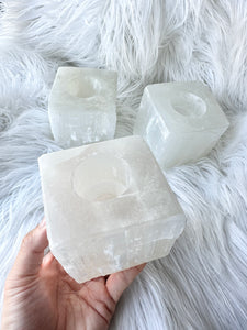 Large Selenite Candle Holder