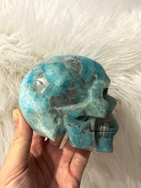Smokey Amazonite Skull