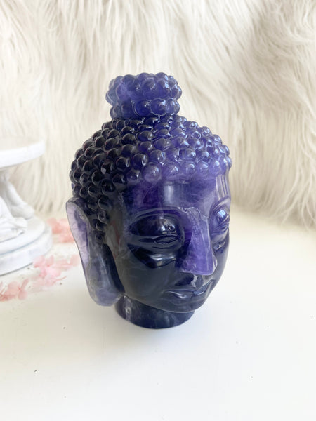 Indigo Fluorite Buddha Head
