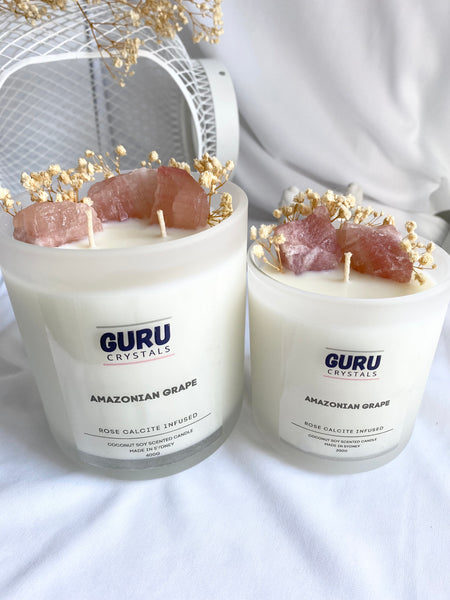 Amazonian Grape - Rose Calcite Infused Candle