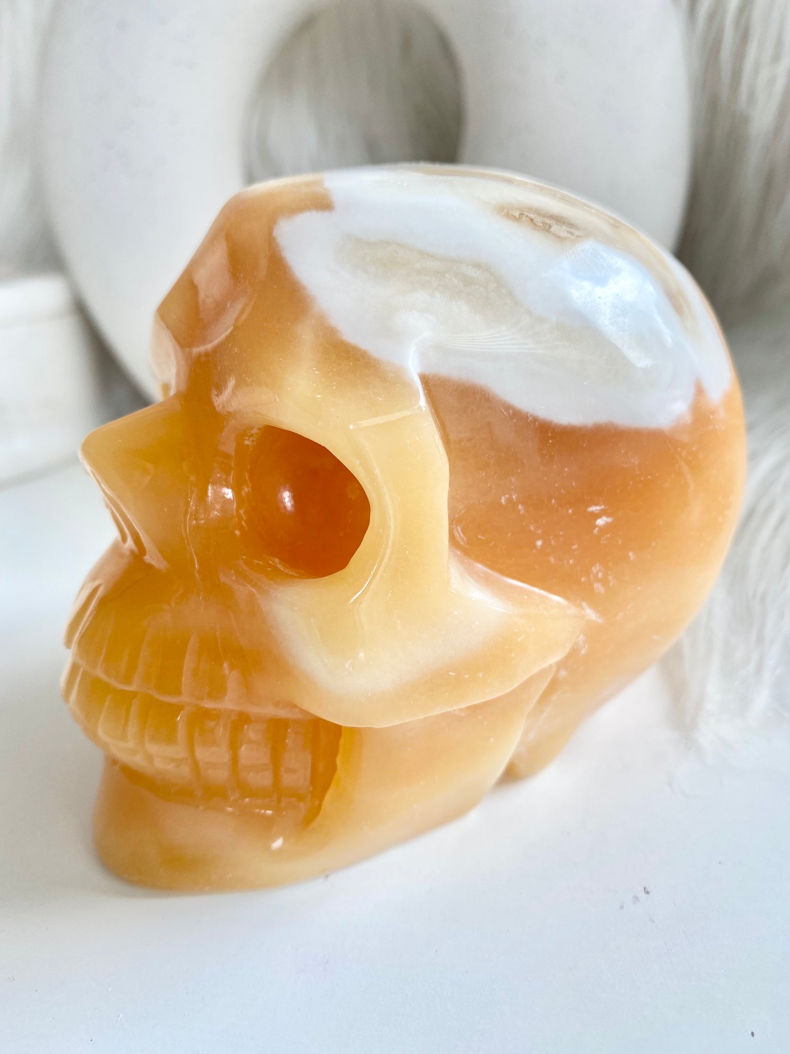 Orange Calcite Skull #3