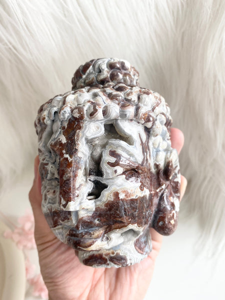 Druzy Mexican Agate Buddha Head #1