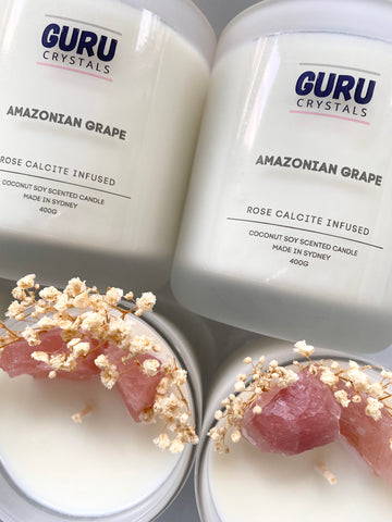 Amazonian Grape - Rose Calcite Infused Candle