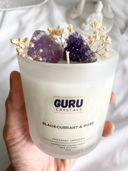Blackcurrant & Rose - Amethyst Infused Candle