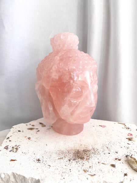 Rose Quartz Buddha Head #4