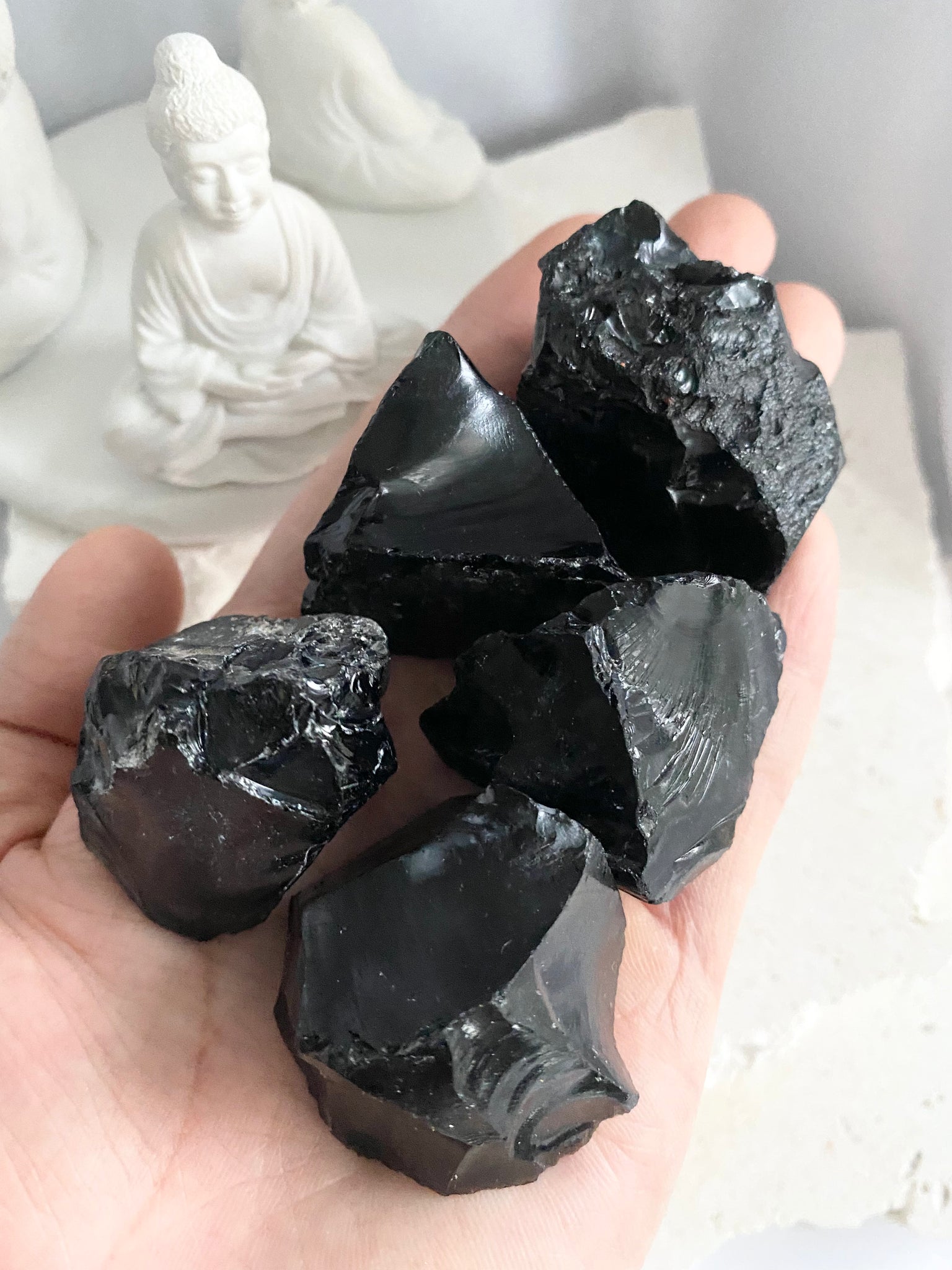 Black obsidian rough deals stones