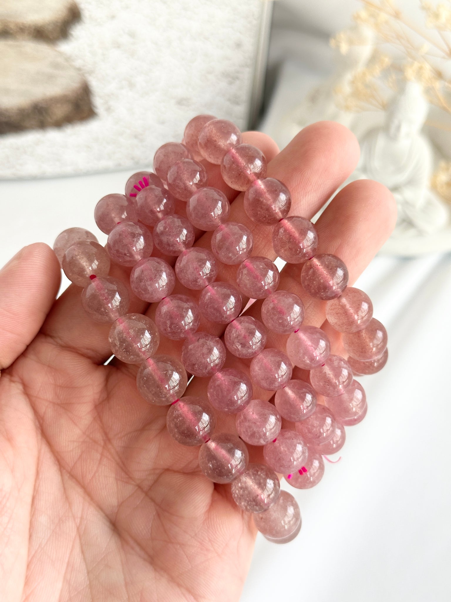 Premium Quality Strawberry Quartz Crystal Bracelet (8 mm) –  divinecrystalsandgifts
