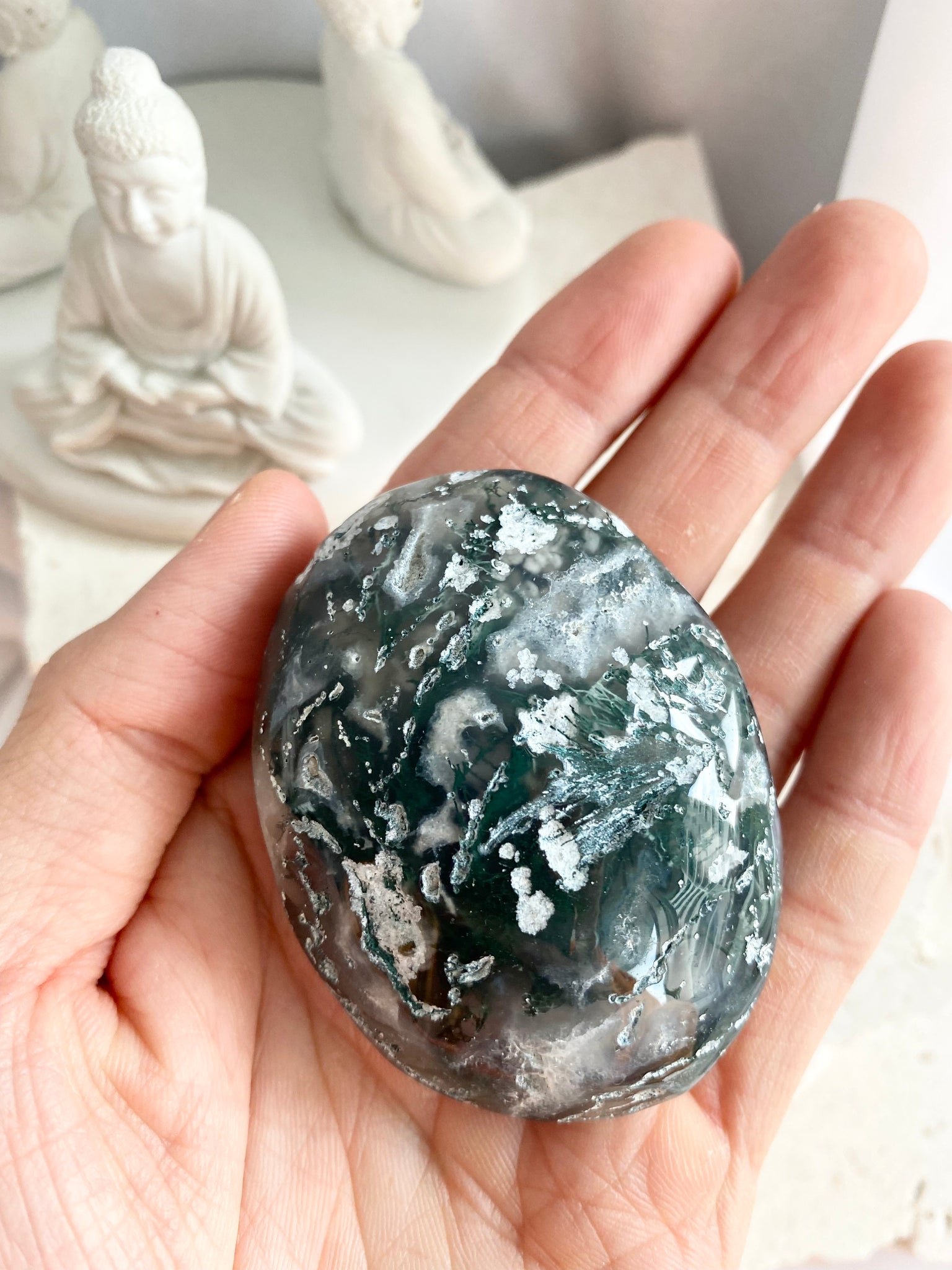 Moss Agate Palm Stone #3