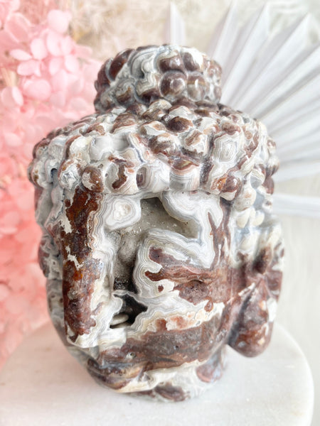 Druzy Mexican Agate Buddha Head #1