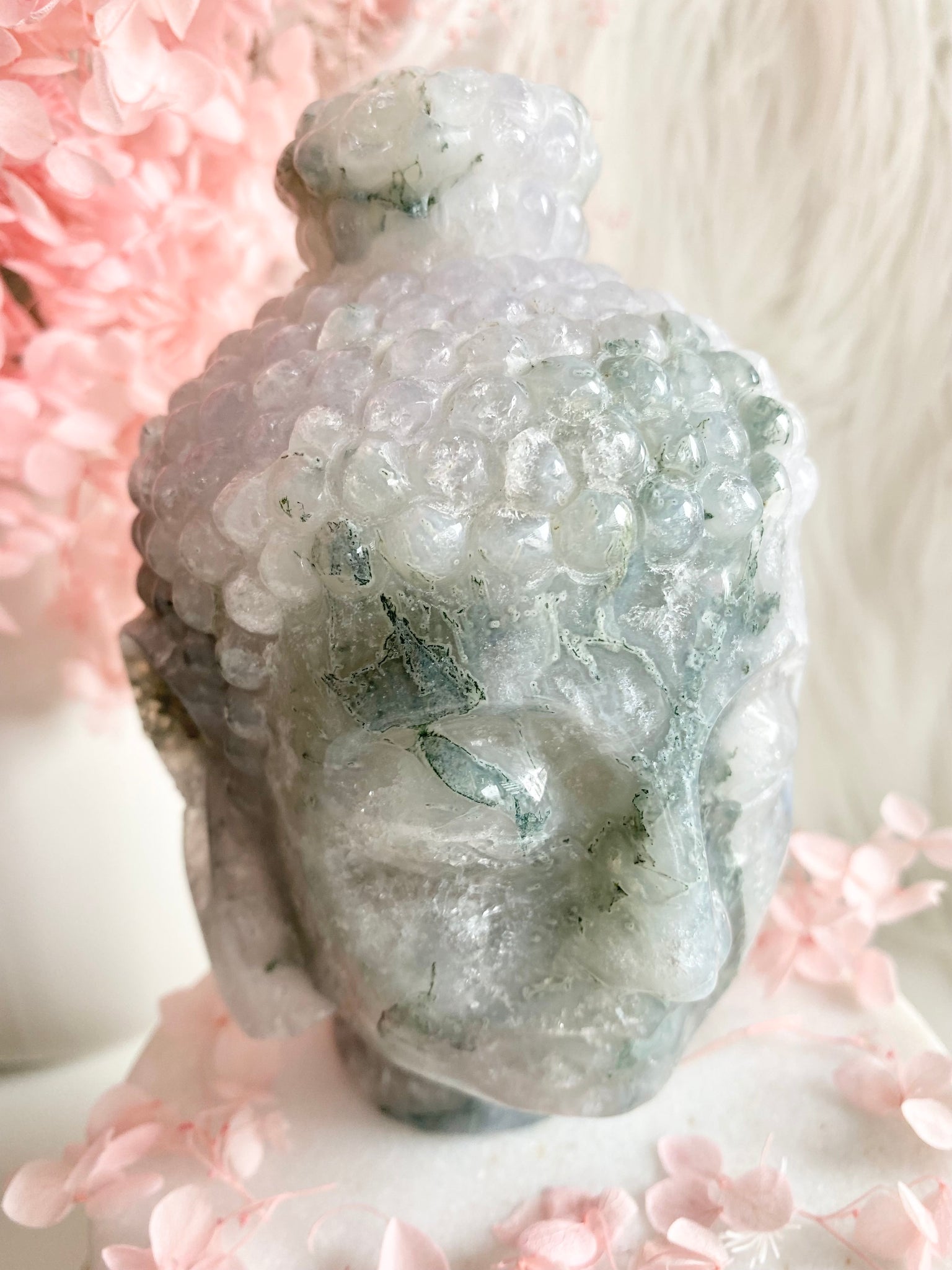 Moss Agate Buddha Head #4