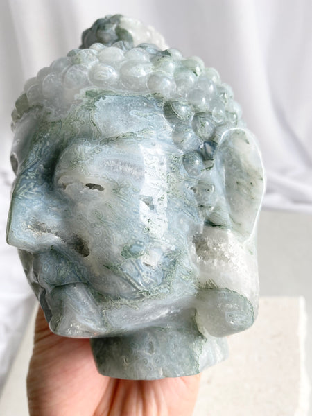 Moss Agate Buddha Head #15