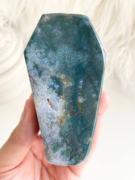 Moss Agate Coffin Bowl #6