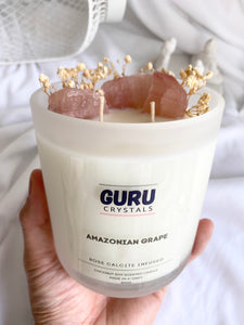 Amazonian Grape - Rose Calcite Infused Candle