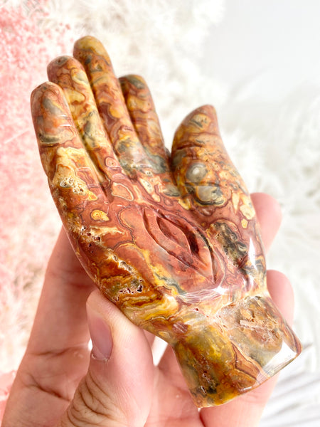 Crazy Lace Agate Hamsa Hand #5