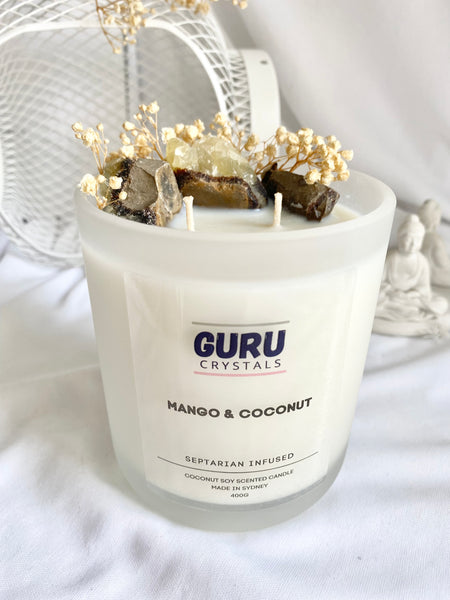 Mango & Coconut - Septarian Infused Candle