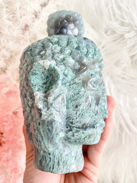 Moss Agate Buddha Head #7