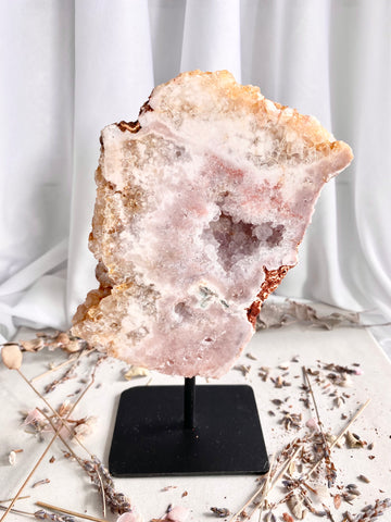 Pink Amethyst Slab #21 w/ Quartz & Golden Healer