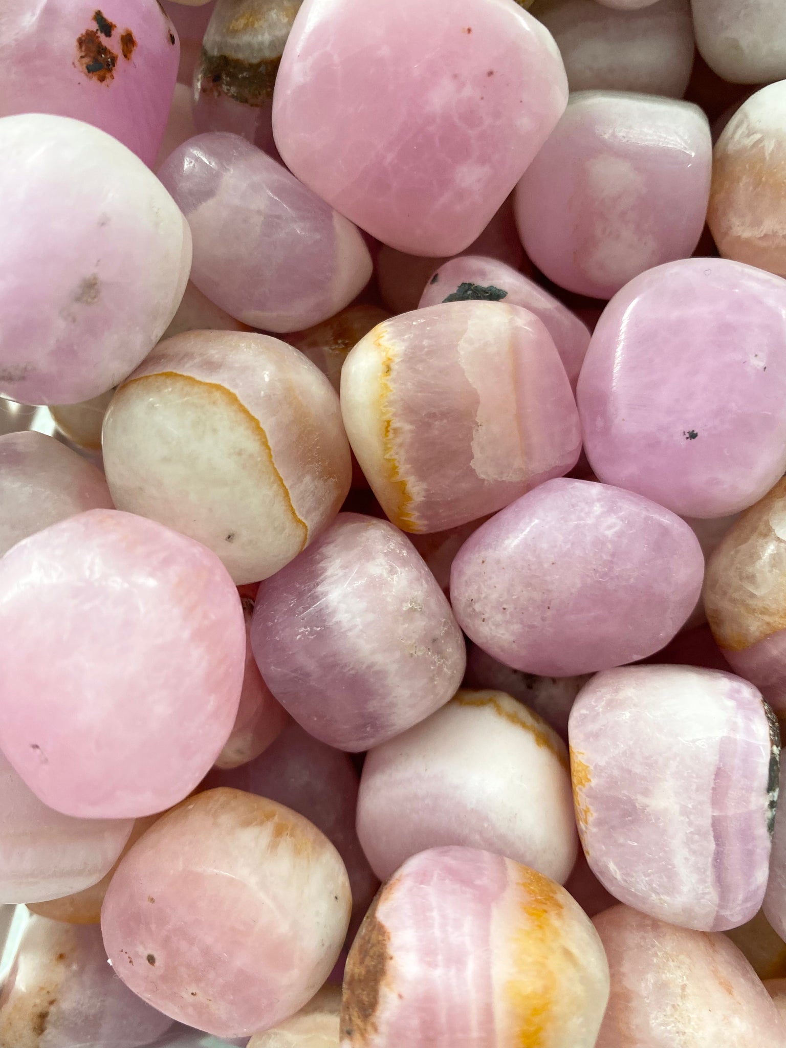 Pink Aragonite x Yellow Calcite Tumbled