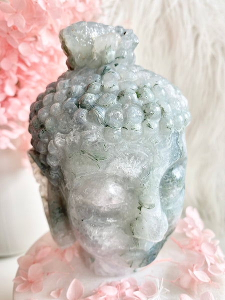 Moss Agate Buddha Head #6