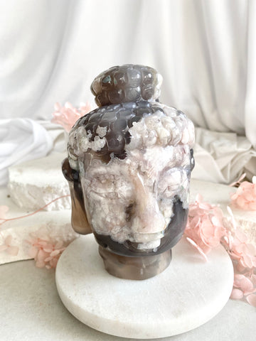 Flower Agate Buddha Head #7