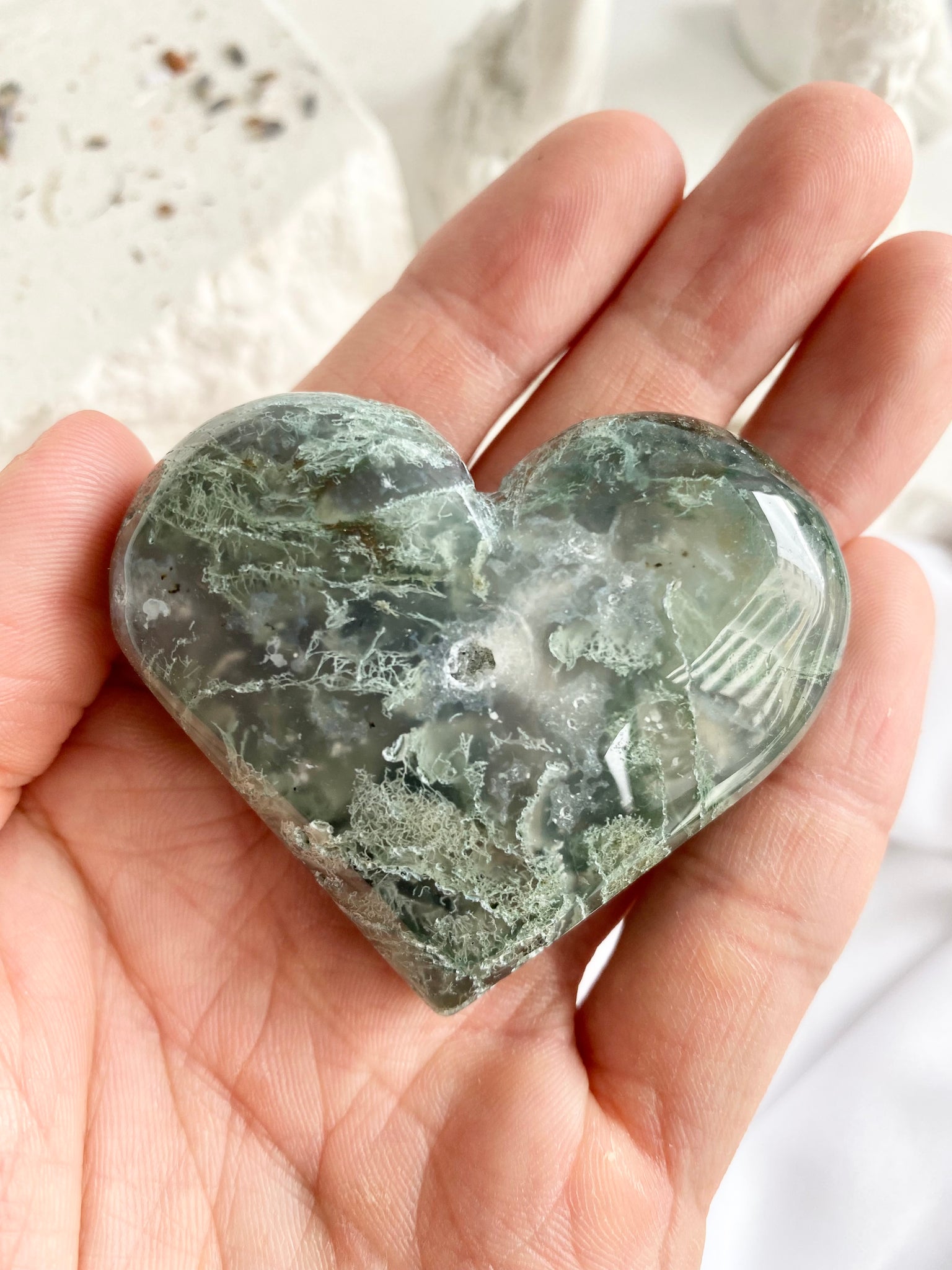 Moss Agate Heart #8