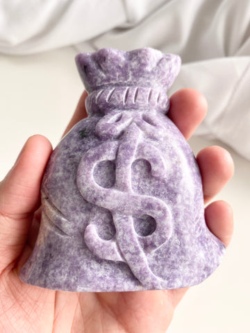 Lepidolite Pouch Carving #4