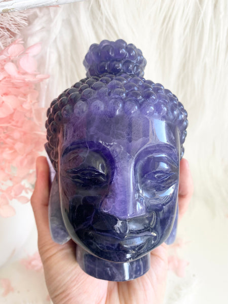 Indigo Fluorite Buddha Head