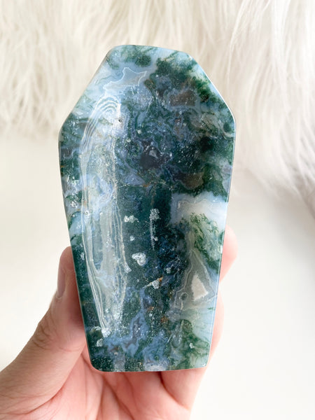 Moss Agate Coffin Bowl #5