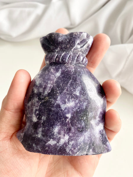 Lepidolite Pouch Carving #1