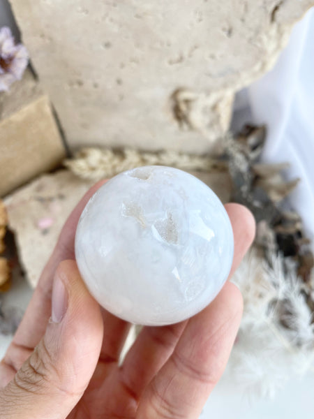 Snow Druzy Agate Sphere #8