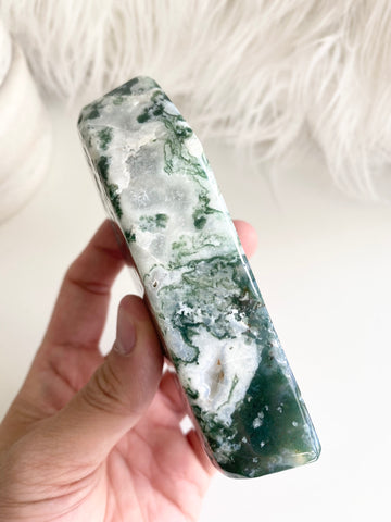 Moss Agate Coffin Bowl #4